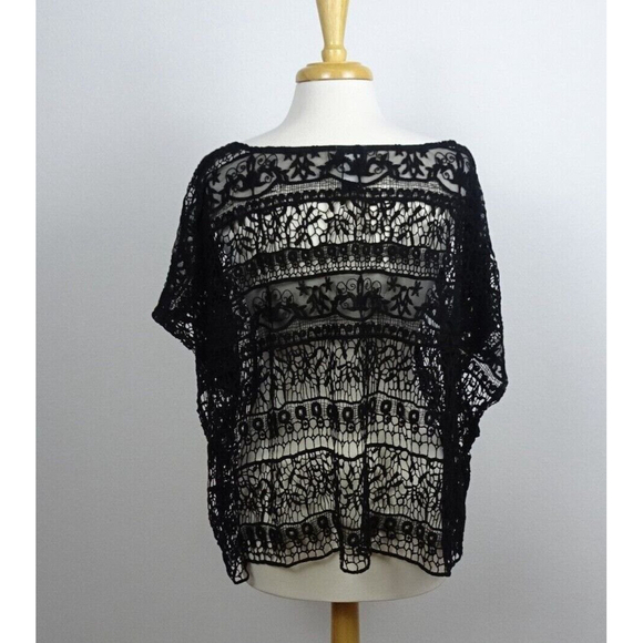 TORRID Women's Lace Crochet Top Pullover Blouse Topper Swim Cover-Up Black 4X 4 - Picture 4 of 12